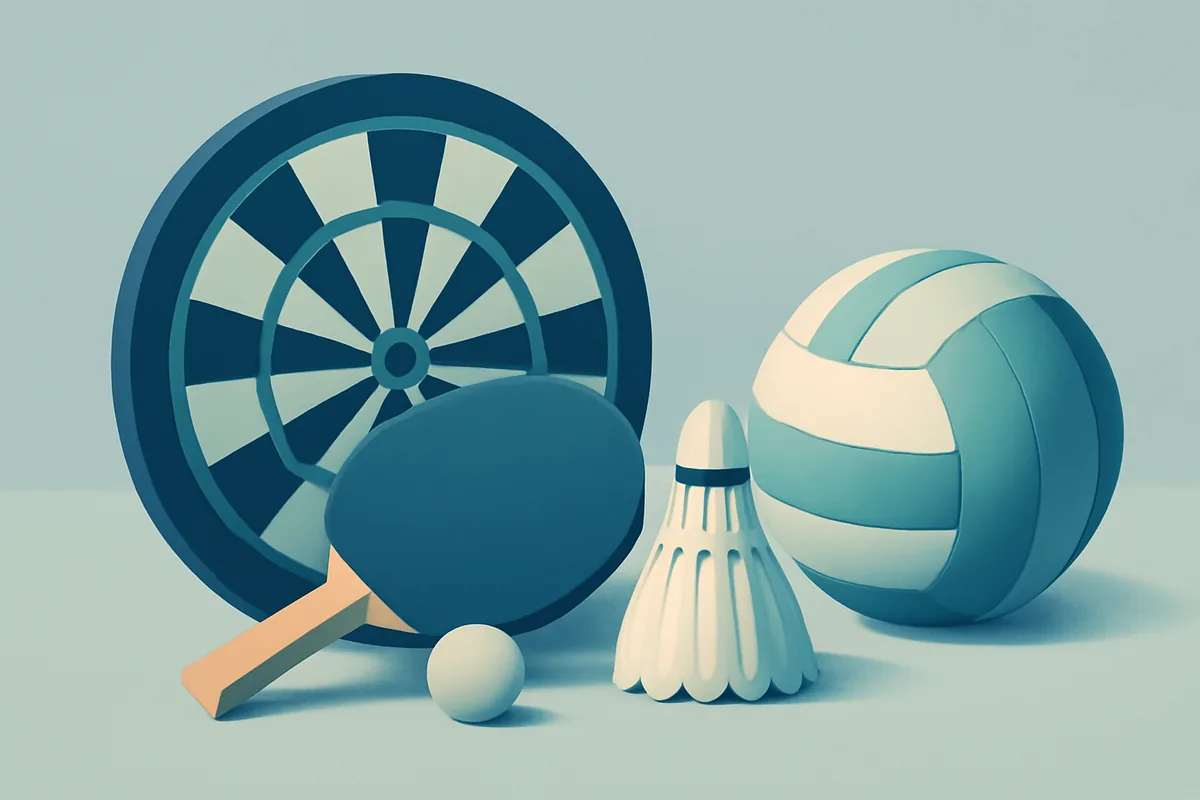 Darts, asztalitenisz, tollaslabda és röplabda eszközei